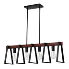 Quadra four-light island pendant above a kitchen counter
