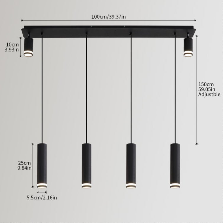 Angelina Noir 6-Light Kitchen Island Pendant - illuminated evening kitchen scene