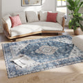 Tapis Vintage Lavable Bleu 5x7