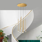 Douze black twelve-head floor chandelier lamp in a living room