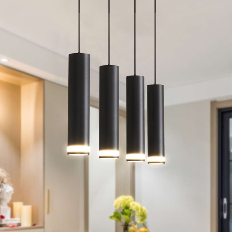 Angelina Noir 6-Light Kitchen Island Pendant - full linear silhouette