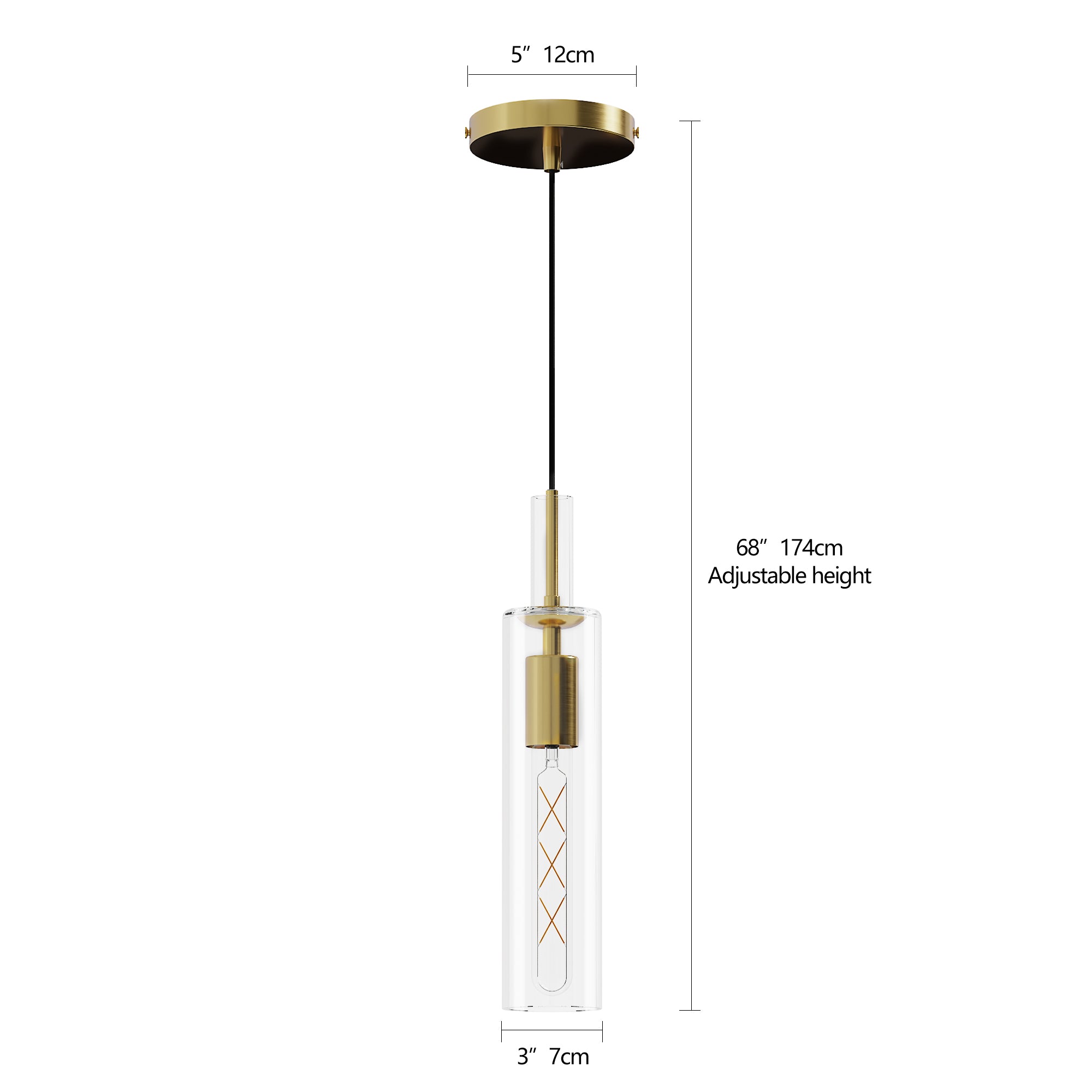 Trio Doré Gold Pendant Light Set - close-up of striped glass shade