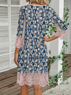 Robe Élégante à Fleurs avec Dentelle