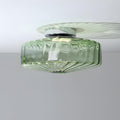 Plafonnier vintage verre côtelé vert