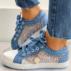 Chaussures plates à lacets en toile