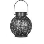 Jardin Wrought-Iron Solar Garden Lantern - full silhouette on garden path