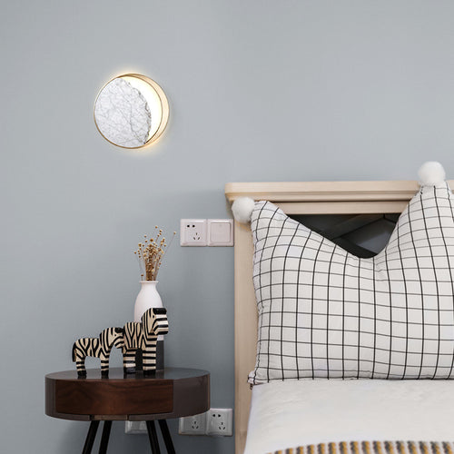 Marble Bedside LED Wall Lamp Creative Art Design Eclipse Wall Sconce Lighting – detail view 1 | Belloriana