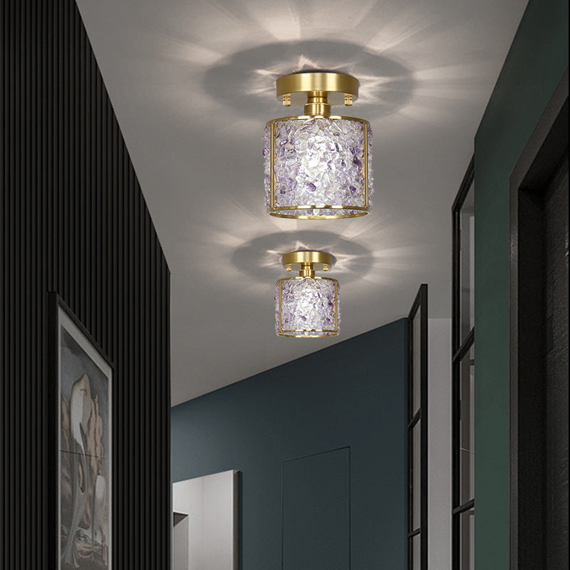 Améthyste ceiling light detail of natural stone accents