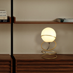 Aurea Spiral Glass Globe Bedside Lamp - base and switch detail