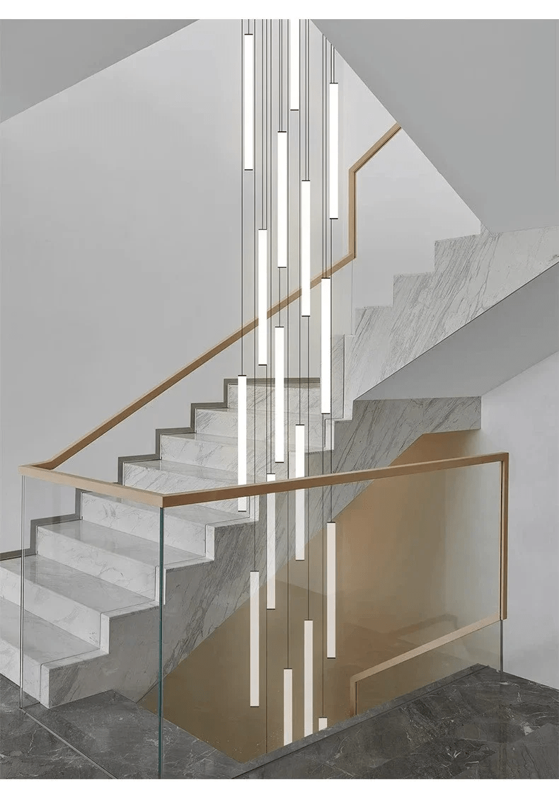Suspension LED spirale escalier
