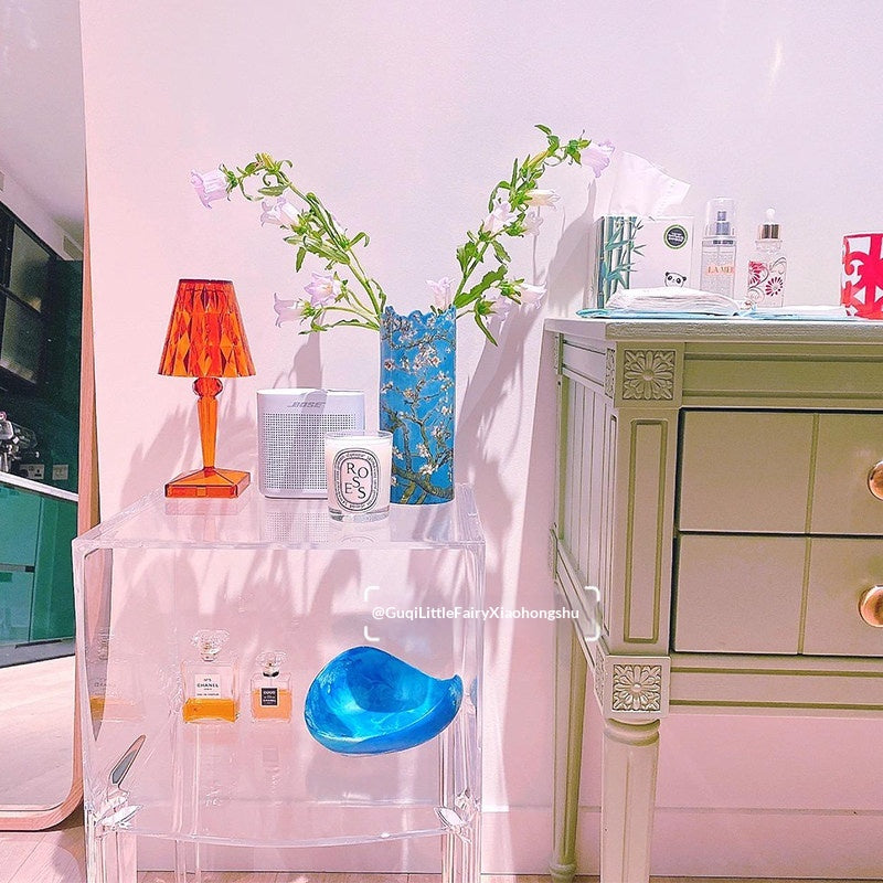 Cristal lamp styled on a bar cart