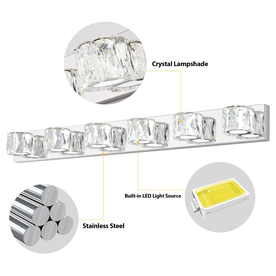 Cristal Chrome sconce crystal refraction detail