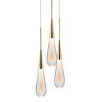 Aurelia Cascade Crystal Chandelier - illuminated in living room setting