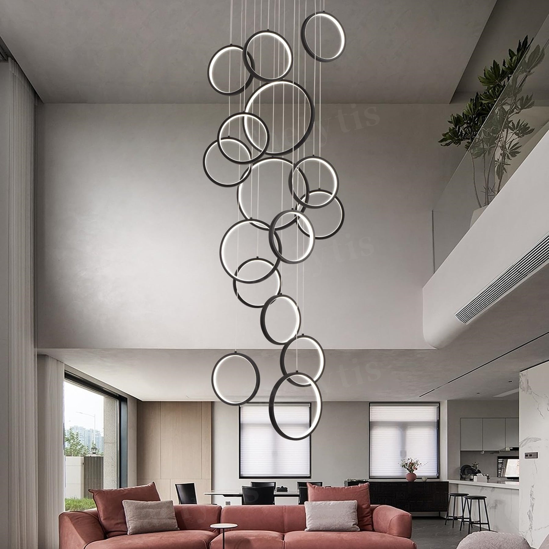 Lustre Industriel Loft Multi-Anneaux