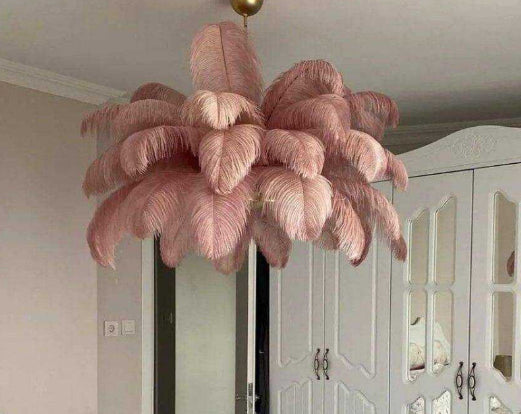 Plume Noire Modern Feather Chandelier - ceiling mount detail