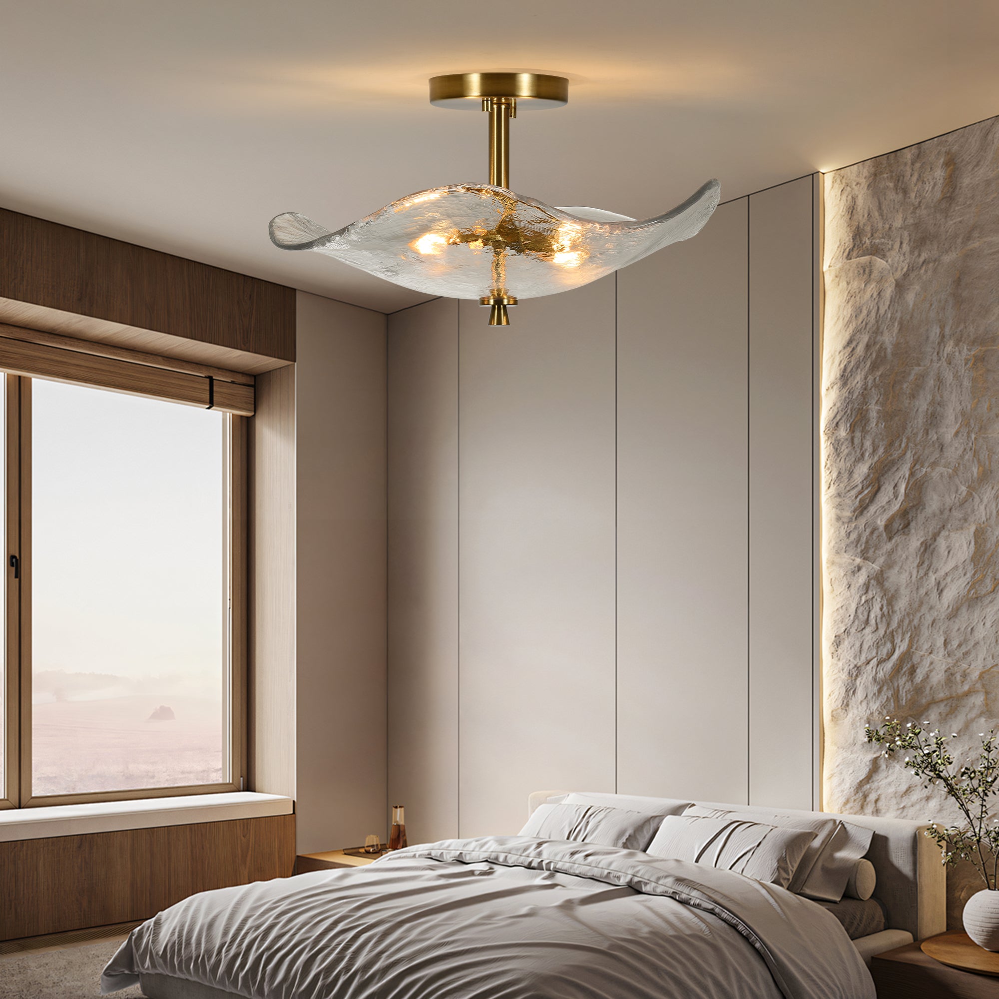 Ellipse Gold Semi-Flush Ceiling Light - bathroom vanity lifestyle setting