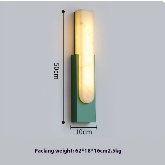 Carrare Marble-Effect Wall Lamp - illuminated warm glow