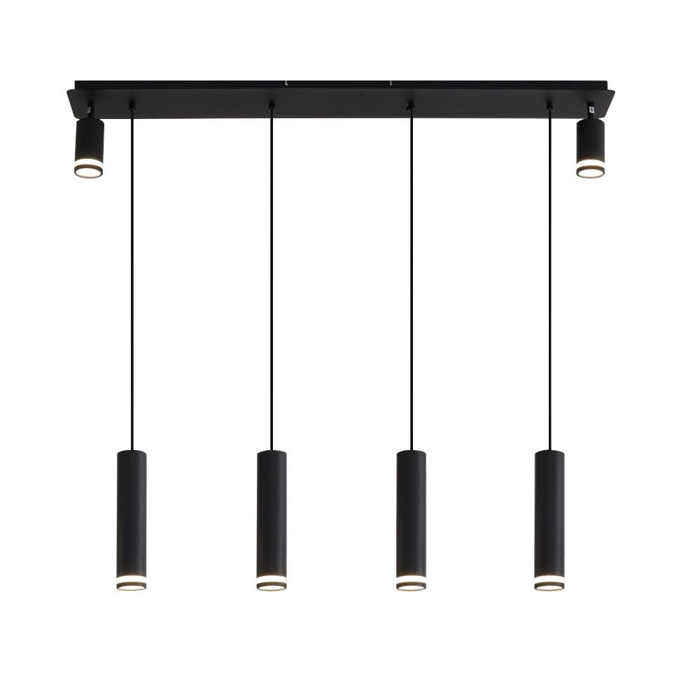 Angelina Noir 6-Light Kitchen Island Pendant - close-up of matte black fixture