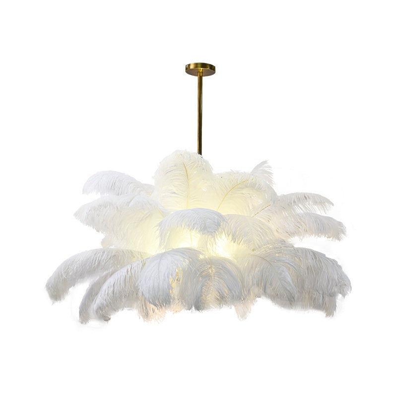 Plume Noire Modern Feather Chandelier - close-up of light fixture