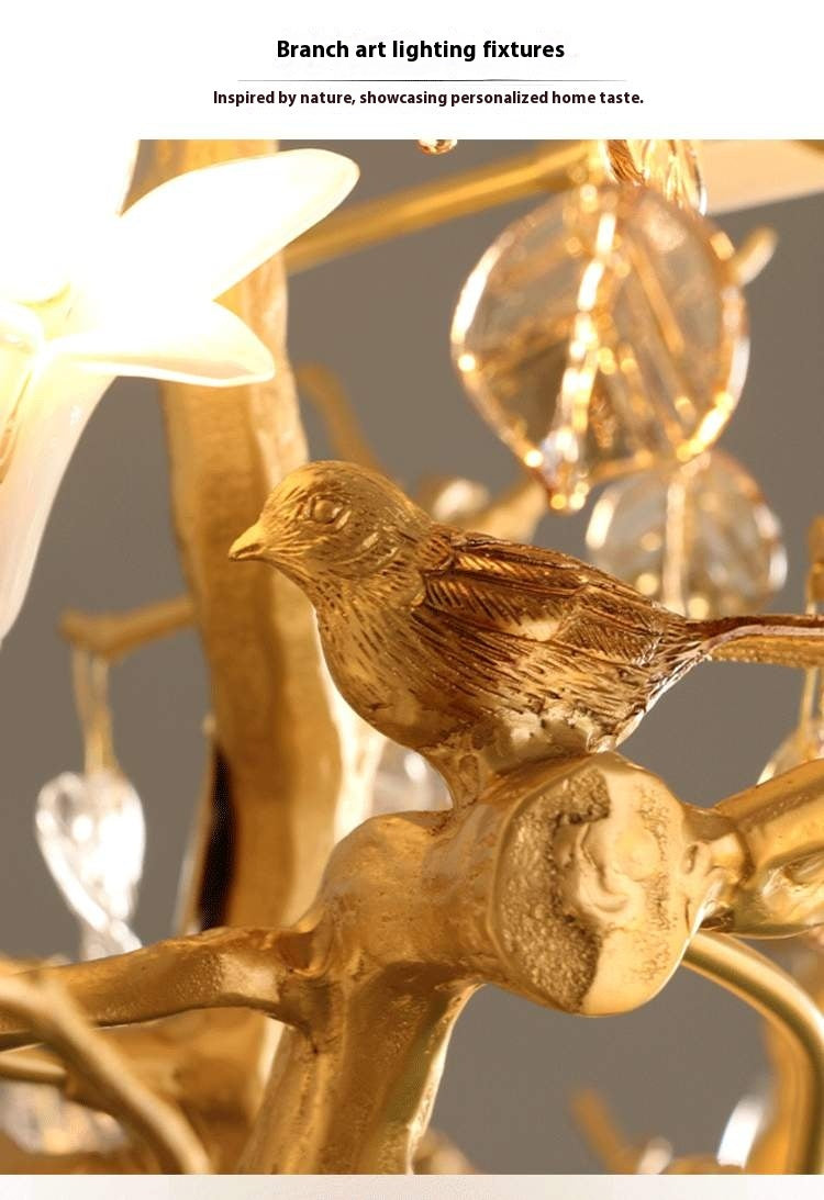 Branche de Cuivre Copper Crystal Chandelier - close-up of copper branch detail