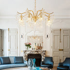 Manhattan Black Crystal Chandelier - illuminated evening glow