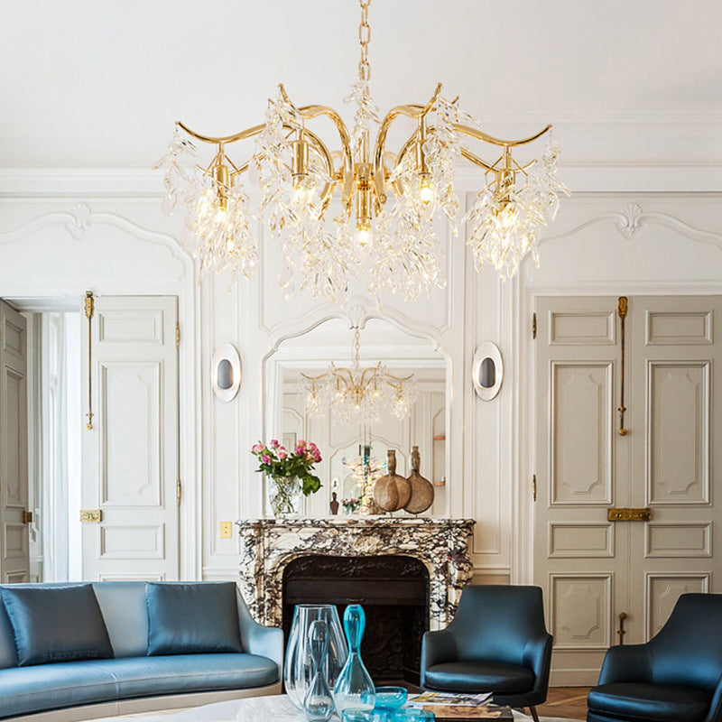 Manhattan Black Crystal Chandelier - illuminated evening glow