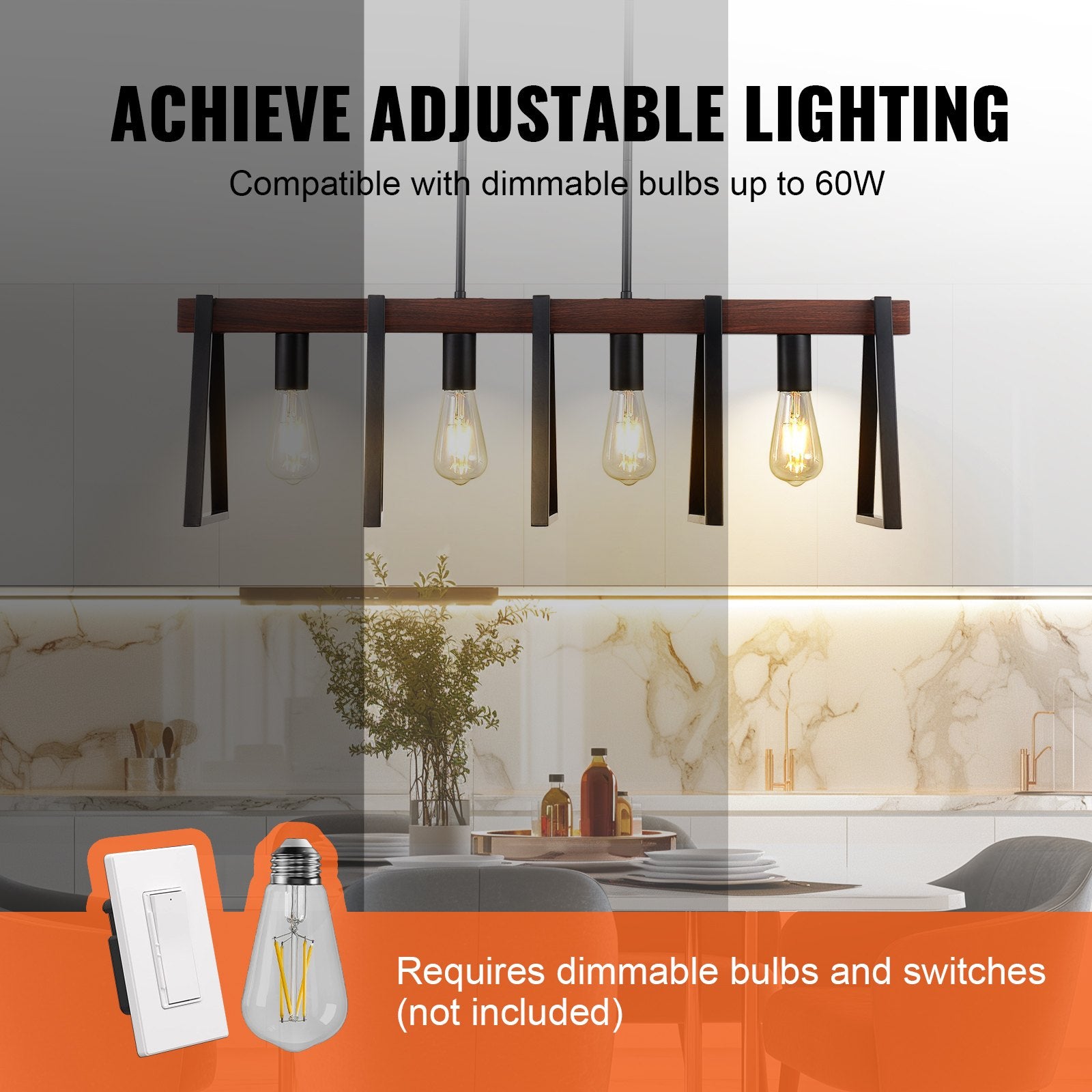 Quadra light styled over a dining table