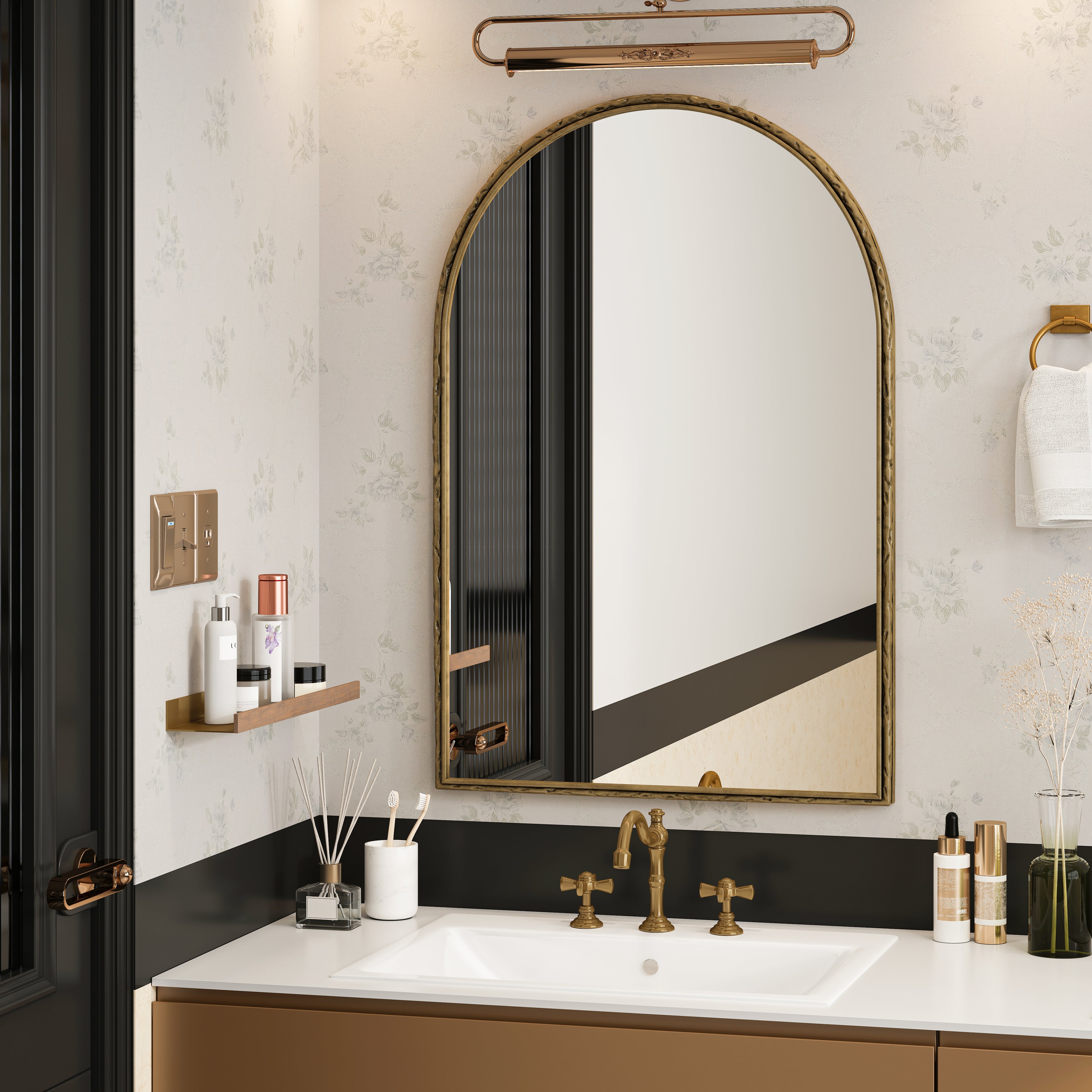 Miroir Arche Doré Élégant