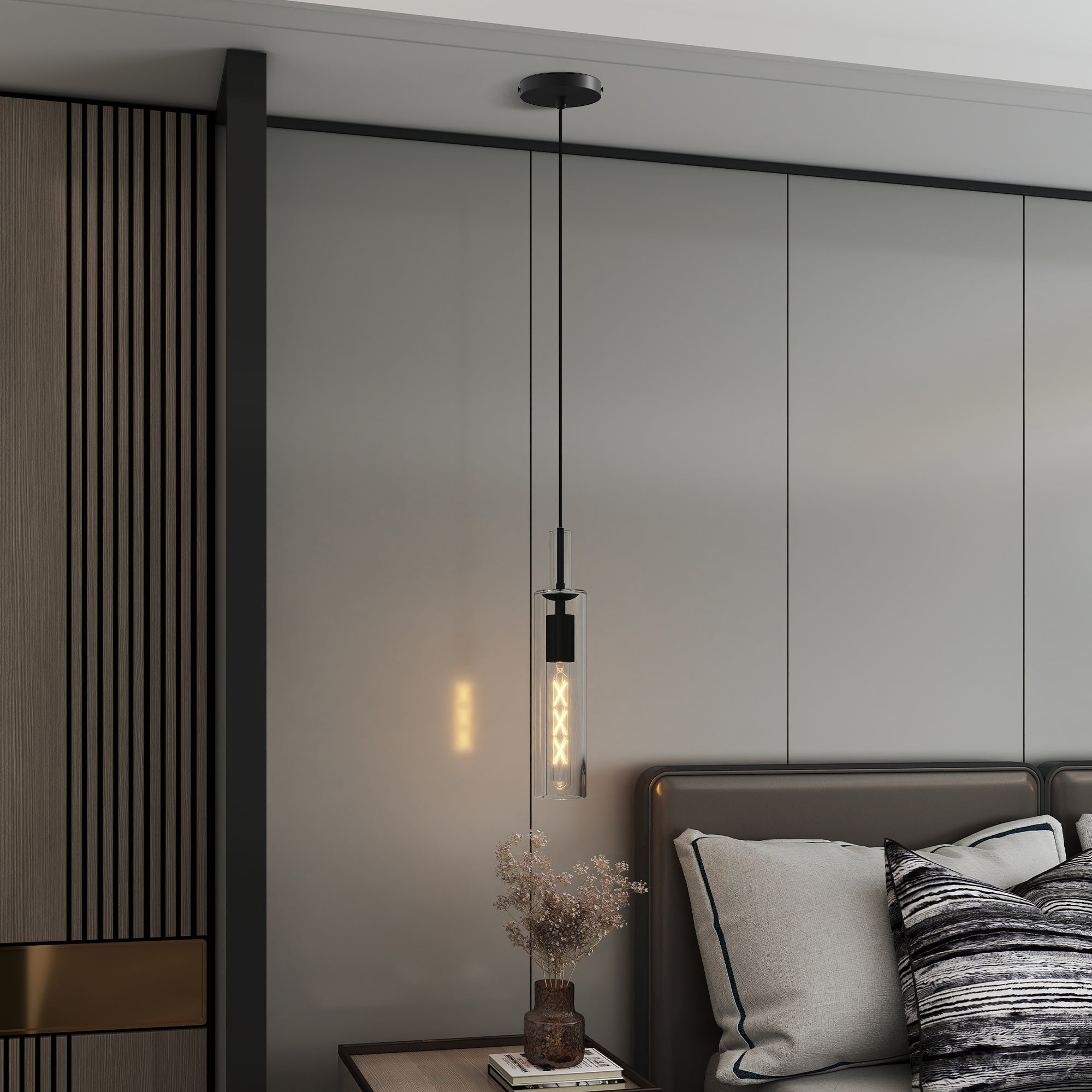 Trio Noir lights styled over a dining table