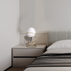 Aurea Spiral Glass Globe Bedside Lamp - full lamp side profile