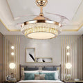 Ventilateur de Plafond LED avec Lustre Cristal Intégré