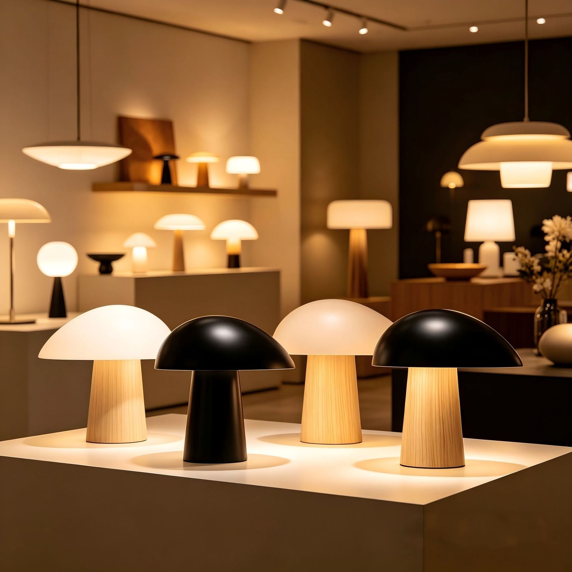 Fungo Sculptural Mushroom Table Lamp - on side table in living room