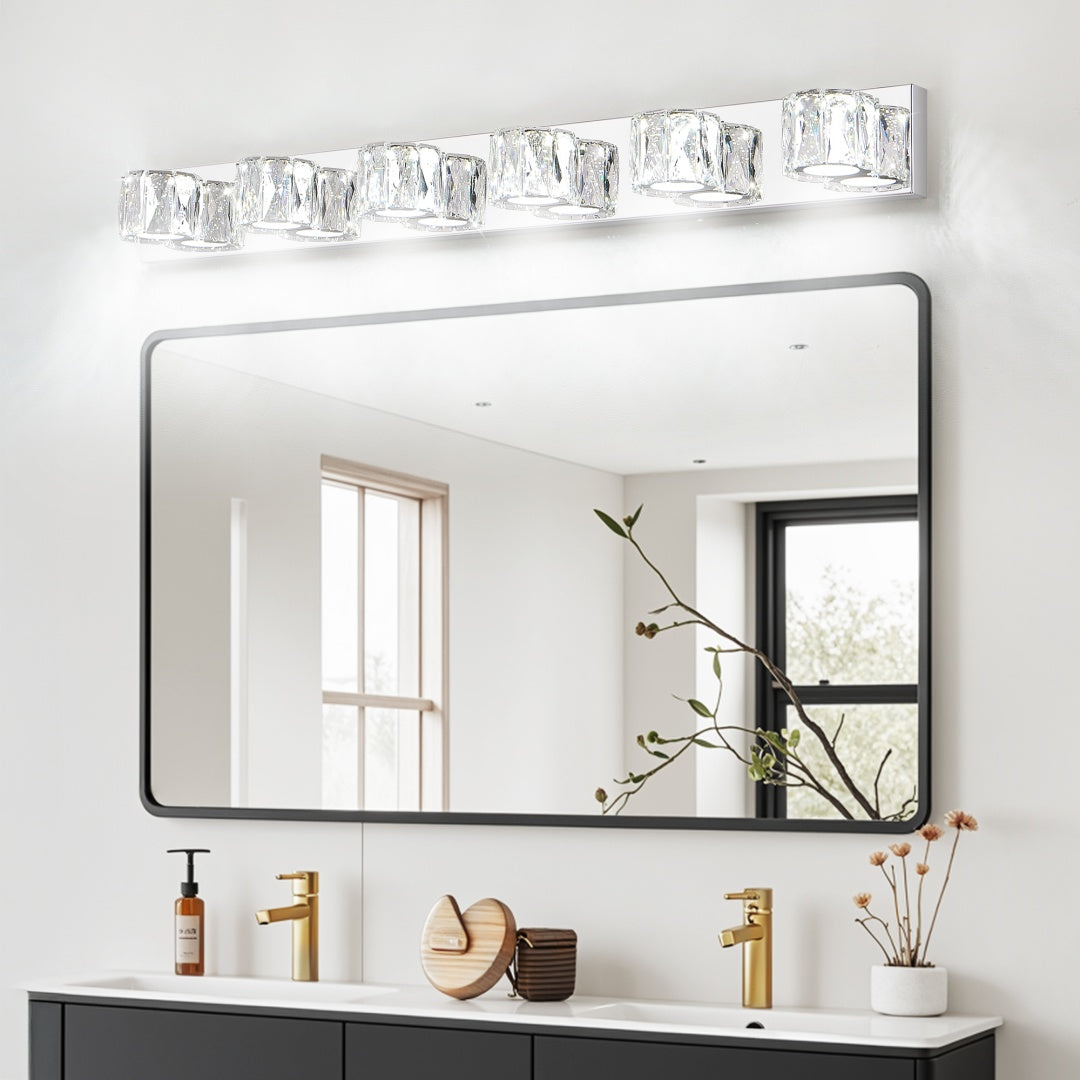 Cristal Chrome sconce detail of crystal shades