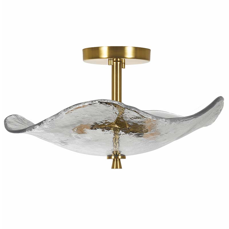 Ellipse Gold Semi-Flush Ceiling Light - illuminated evening dining room