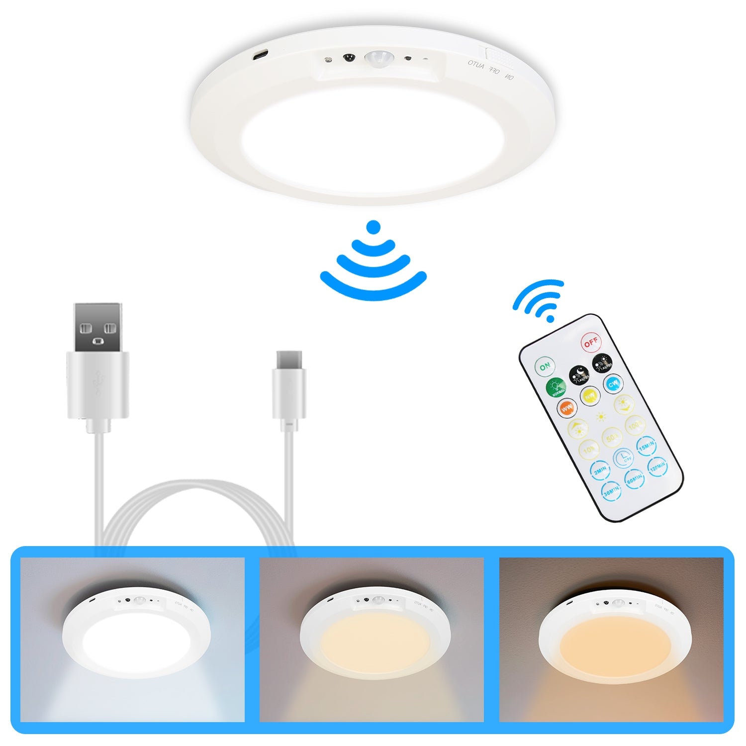 Détecteur motion-sensor ceiling light in a bathroom