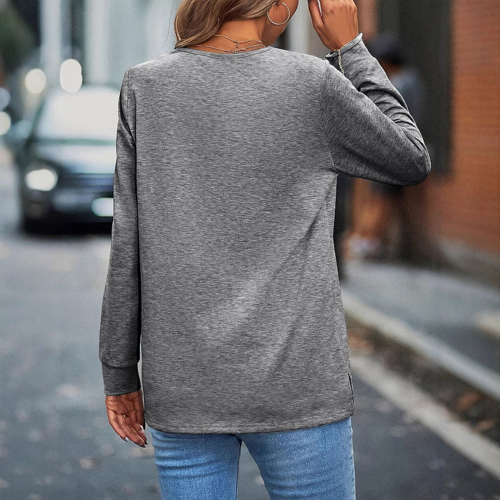Pull de sport uni à col en V