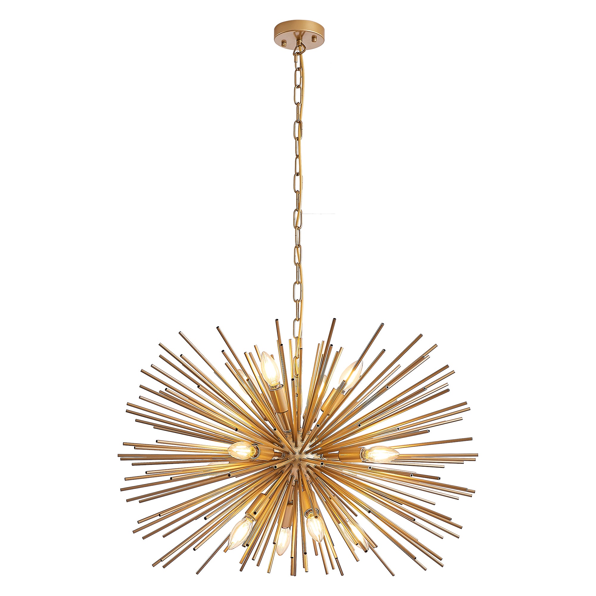 Sputnik d'Or Starburst Chandelier - hanging in foyer entrance