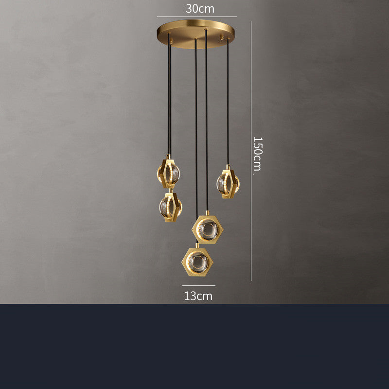 Château Grand Copper Crystal Chandelier - illuminated evening dining hall