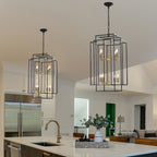 Octavia Black & Gold Geometric Chandelier - close-up of geometric frame