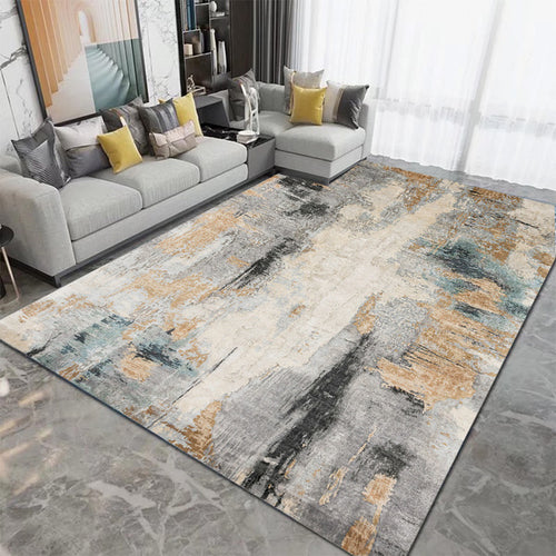 Alfombra de salón suave y lavable a máquina sobre el suelo de un salón