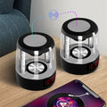 Compact touch rechargeable lamp on a bathroom shelf
