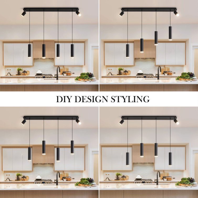Angelina Noir 6-Light Kitchen Island Pendant - dining and kitchen lifestyle setting