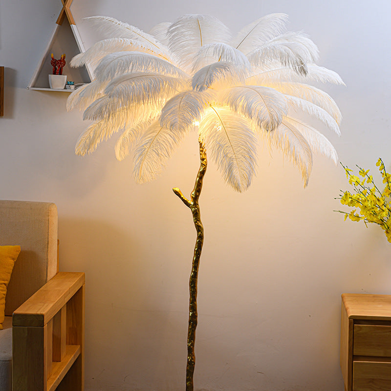 Bedroom Bedside Feather Lamp Copper Lamp Floor Lamp – detail view 2 | Belloriana