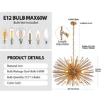 Sputnik d'Or Starburst Chandelier - close-up of gold starburst arms