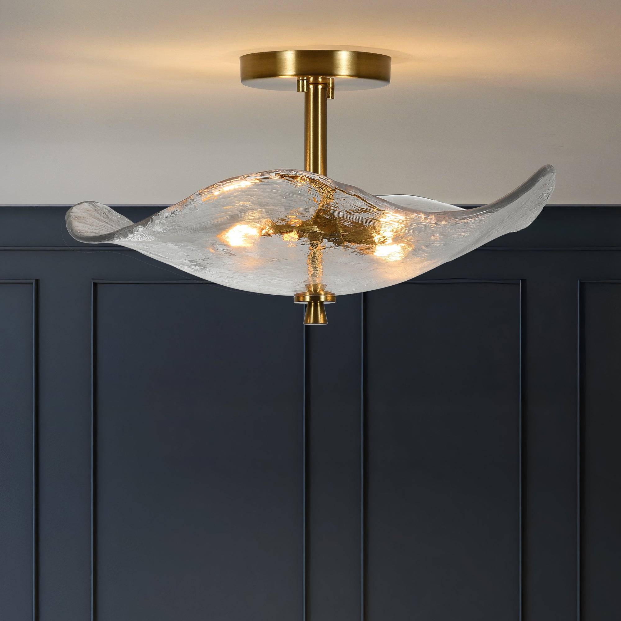 Ellipse Gold Semi-Flush Ceiling Light - mounted in entryway