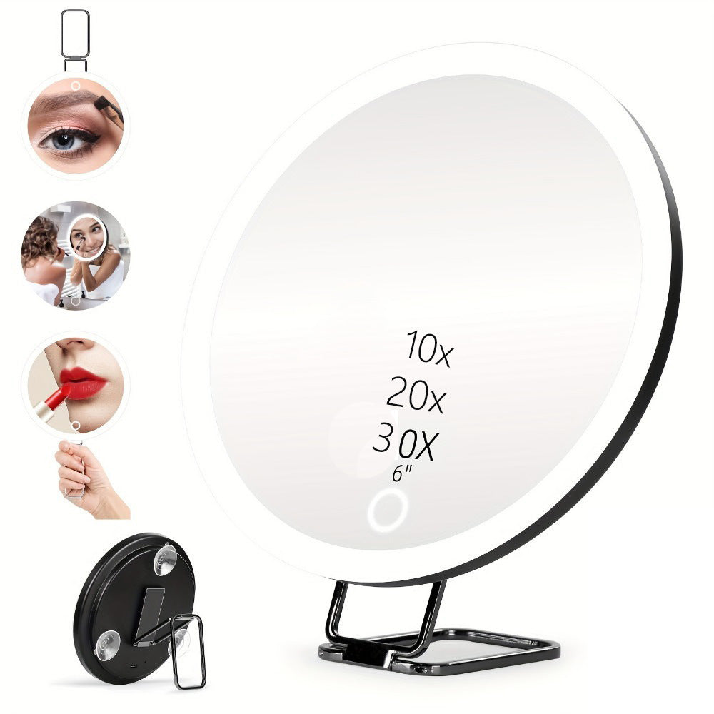 Charging LED Fill Light With Light Bracket Rotating Makeup Mirror – studio product photo | Belloriana