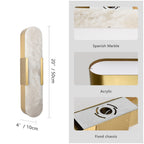 Marbre Doré marble and gold sconce duo flanking a mirror