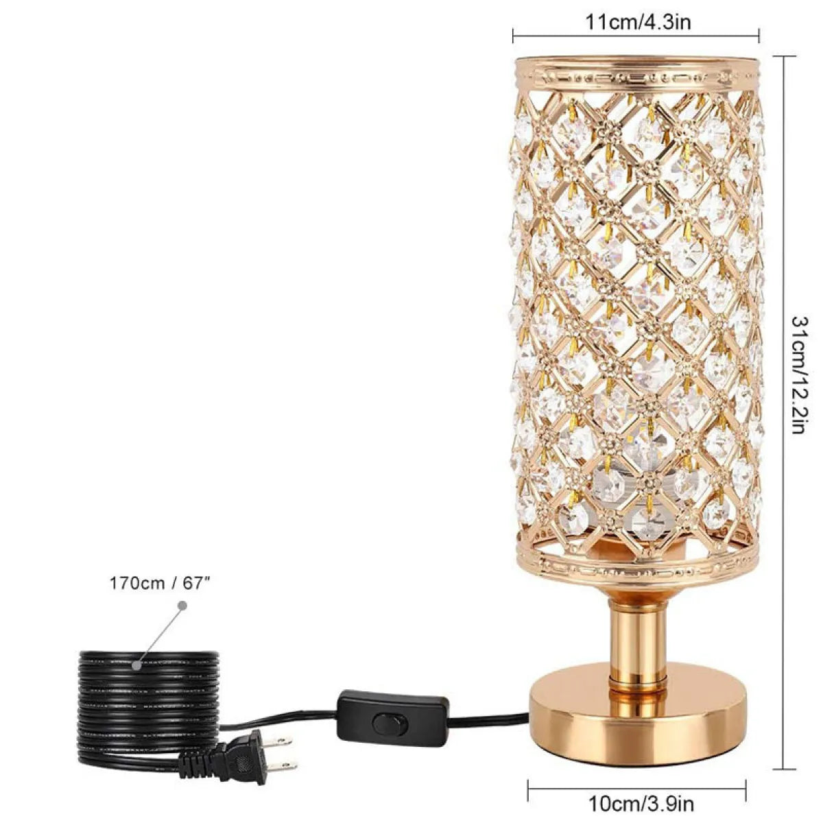 Lampe Cristalys en cristal facetté dorée