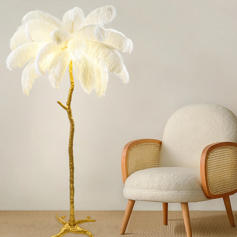 Bedroom Bedside Feather Lamp Copper Lamp Floor Lamp – detail view 6 | Belloriana