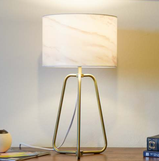 Lampe de Bureau Compacte Base Marbre Finition Bronze